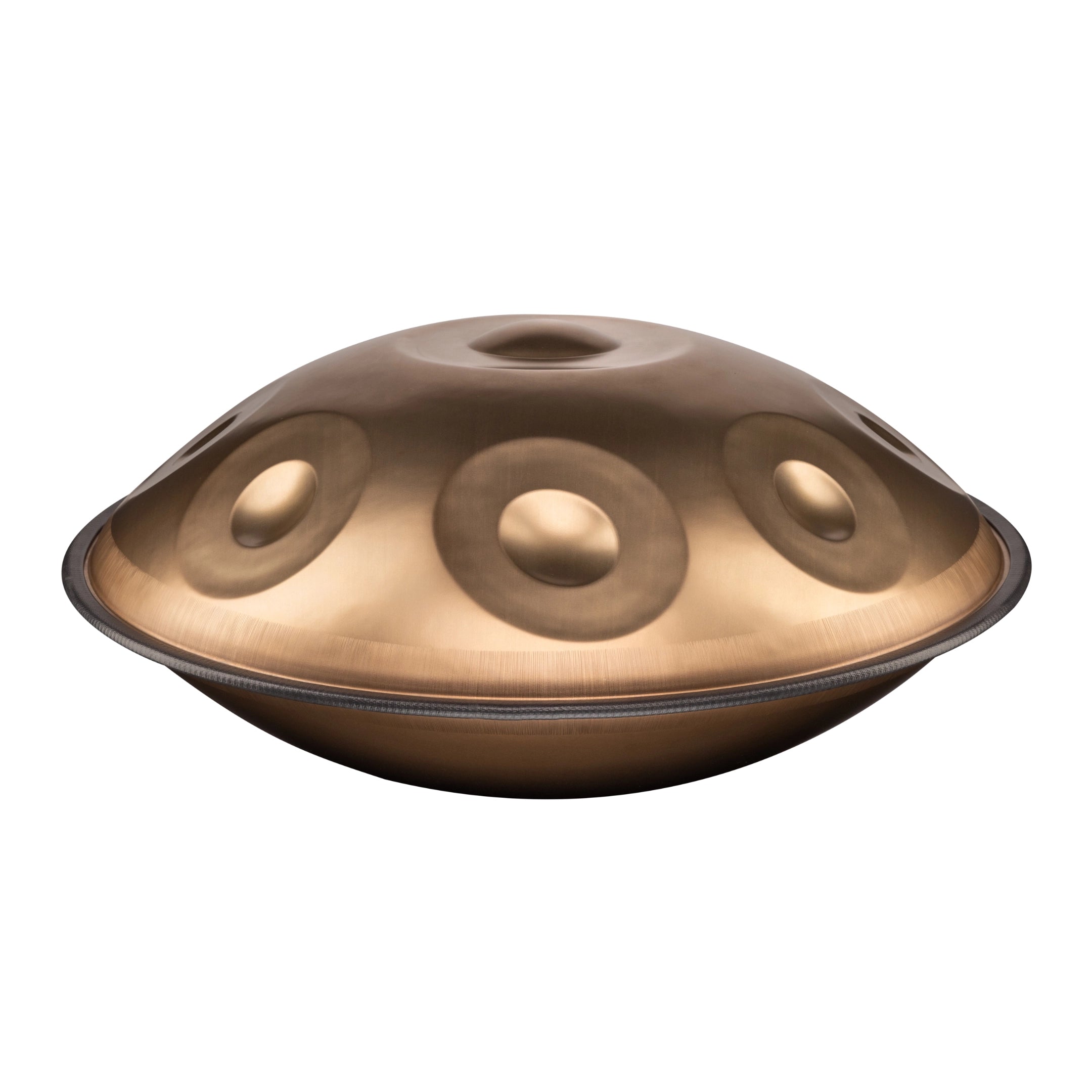  Shop, a metallic handpan drum with a rounded, UFO-like shape and circular indentations, is displayed against a white background.