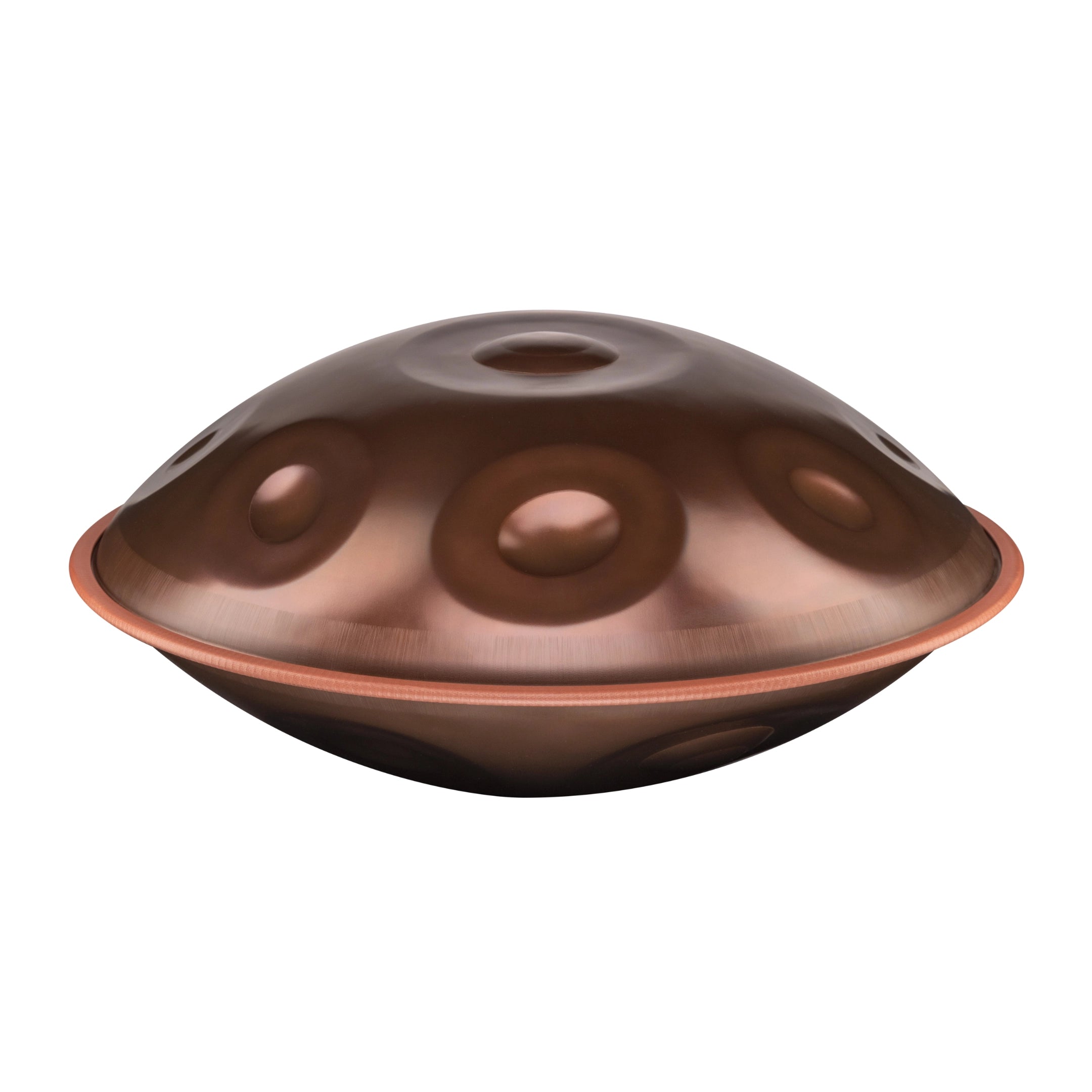  Shop YataoPan E Amara 20 (Pre-sale*) is a metallic handpan drum with a smooth dome shape and circular indentations, shown on a white background.